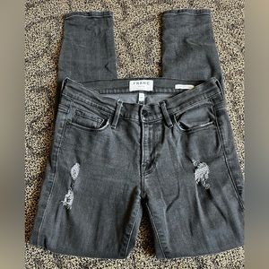 FRAME DENIM - Le Skinny de Jeanne - distressed black skinny jeans